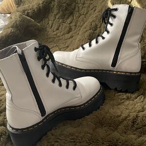 Dr. Martens White Combat Boots with Black Laces